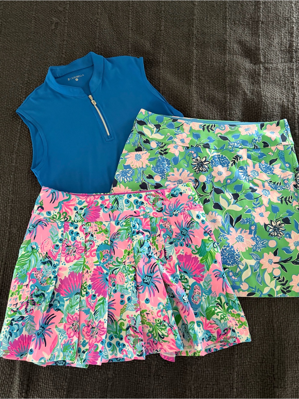 Lilly Pulitzer Royal Blue Polo With Pink & Green Floral Skorts